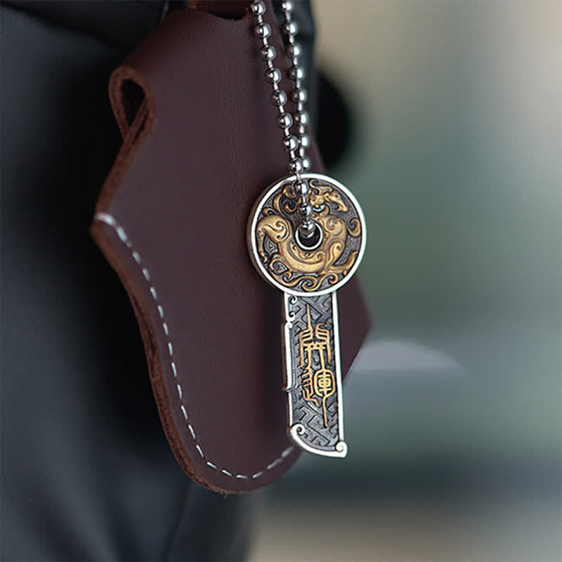Buddha Stones Collana con ciondolo a moneta vintage "Rame Dragon Strength" - image 2