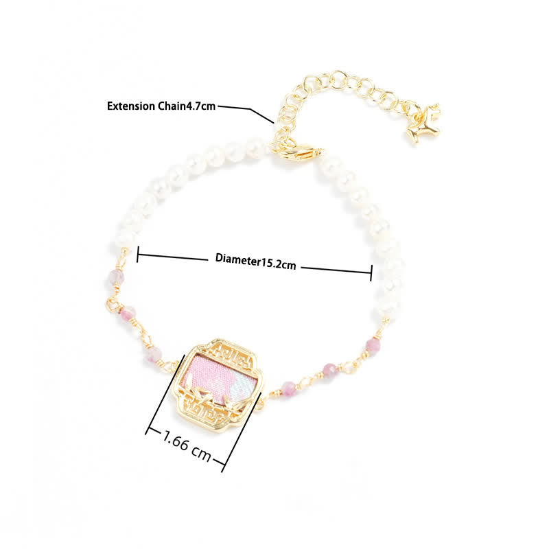 Buddha Stones Bracciale Neo Chinese con ciondolo broccato Pearl Purity Song. - image 2