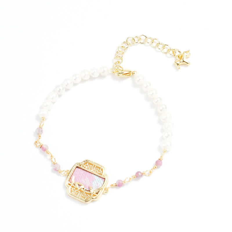 Buddha Stones Bracciale Neo Chinese con ciondolo broccato Pearl Purity Song. - Broccato Song (stessa tonalità di colore, motivo variabile) - image 0