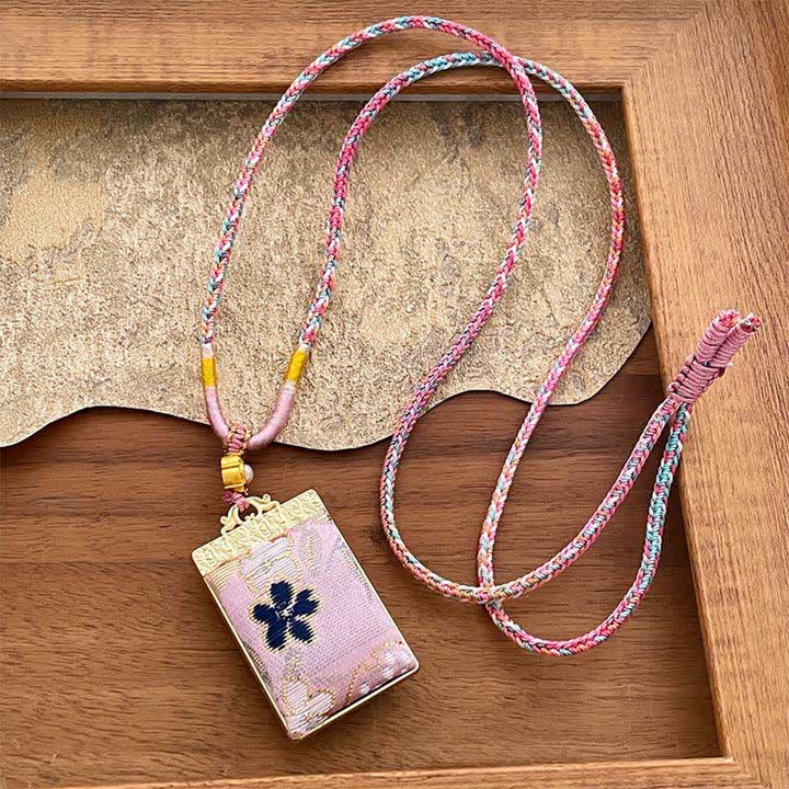 Buddha Stones Collana rettangolare intrecciata Song Brocade con motivo floreale Harmony - Rosa (stessa tonalità di colore, fantasia variabile) - image 7