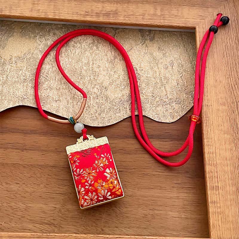 Buddha Stones Collana rettangolare intrecciata Song Brocade con motivo floreale Harmony - Rosso (stessa tonalità di colore, motivo variabile) - image 4