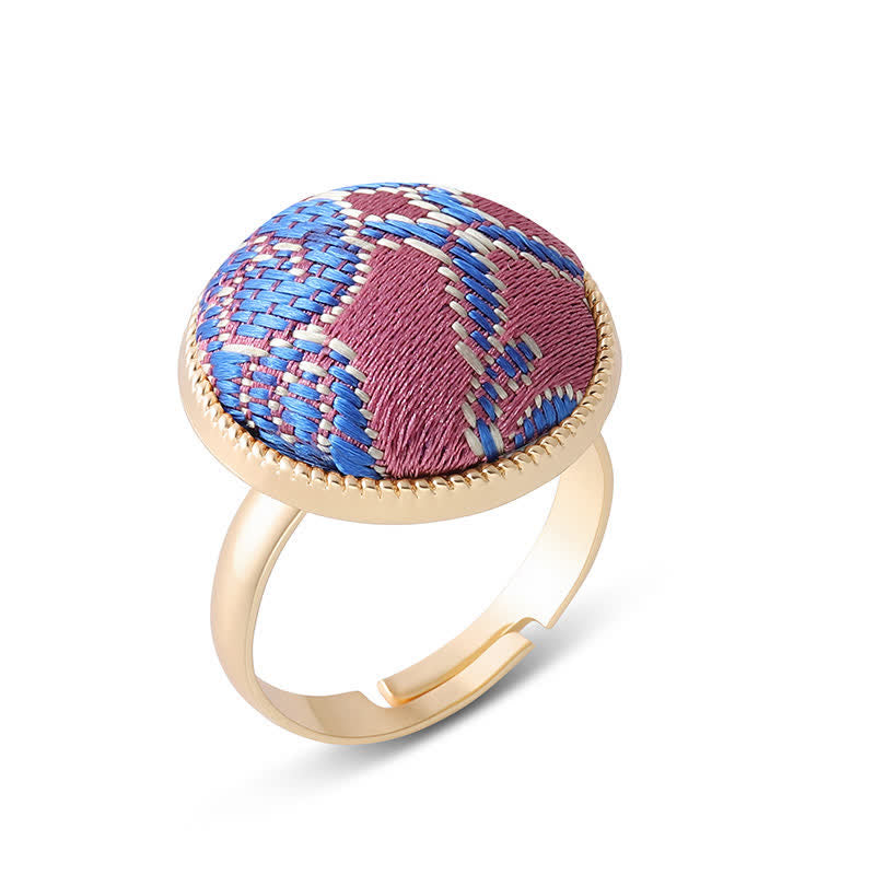 Buddha Stones Anello rotondo elegante con ricamo in broccato Song - Viola (stessa tonalità di colore, fantasia variabile) - image 17