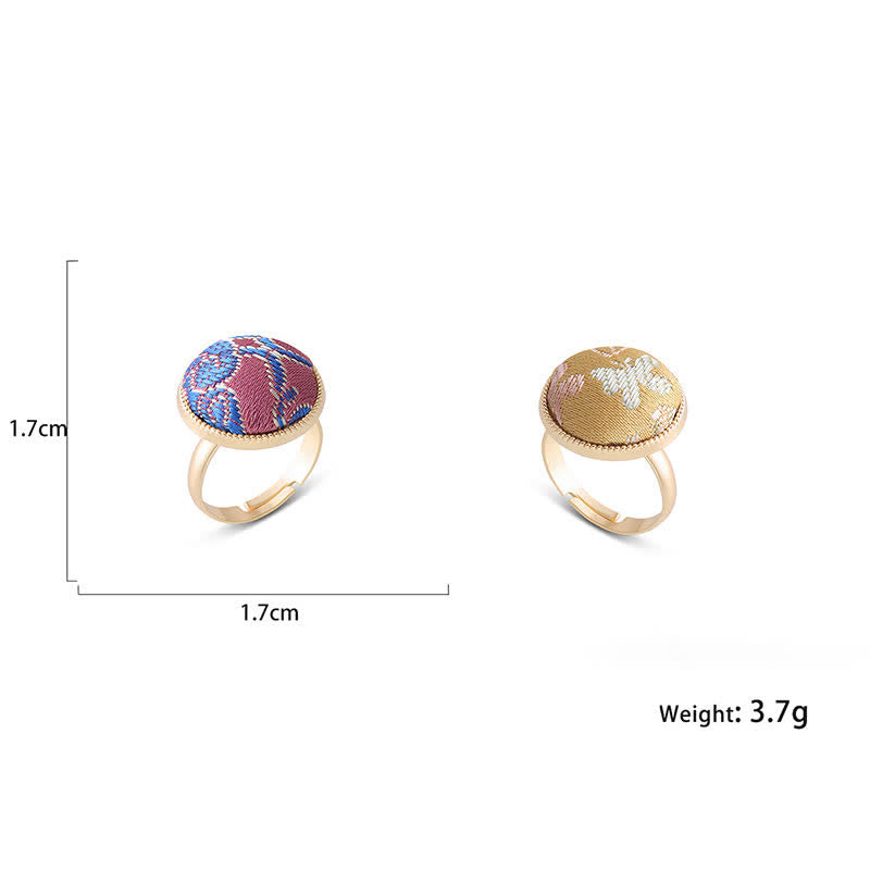 Buddha Stones Anello rotondo elegante con ricamo in broccato Song - image 18