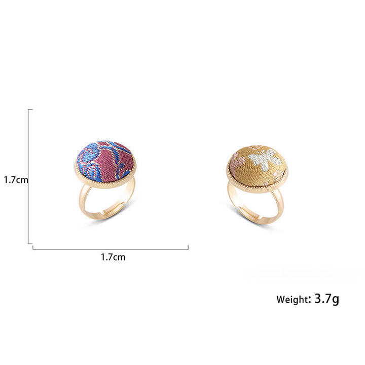 Buddha Stones Anello rotondo elegante con ricamo in broccato Song - image 18