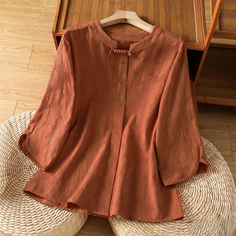 Buddha Stones Camicetta da donna a maniche corte, tinta unita, stile boho-chic, con ricami e coulisse, ideale per l'estate. - Perù - US12, UK/AU16, EU44 (3XL) - image 14