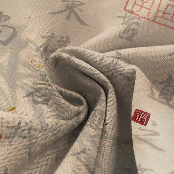 Buddha Stones Pantaloni da donna in cotone e lino con elastico in vita e gamba larga, fantasia calligrafica con gatti e tasche. - image 4