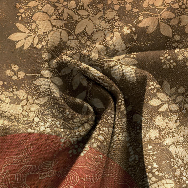 Buddha Stones Pantaloni da donna in cotone e lino con stampa floreale a gru, vita elasticizzata e gamba larga, con tasche. - image 4
