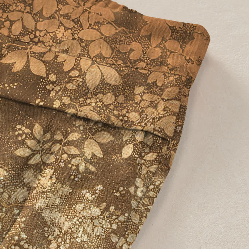 Buddha Stones Pantaloni da donna in cotone e lino con stampa floreale a gru, vita elasticizzata e gamba larga, con tasche. - image 3