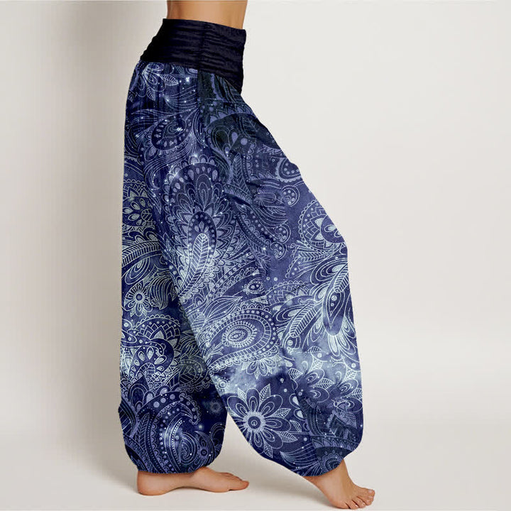 Buddha Stones Pantaloni harem da donna in puro cotone con elegante motivo paisley e elastico in vita. - image 2
