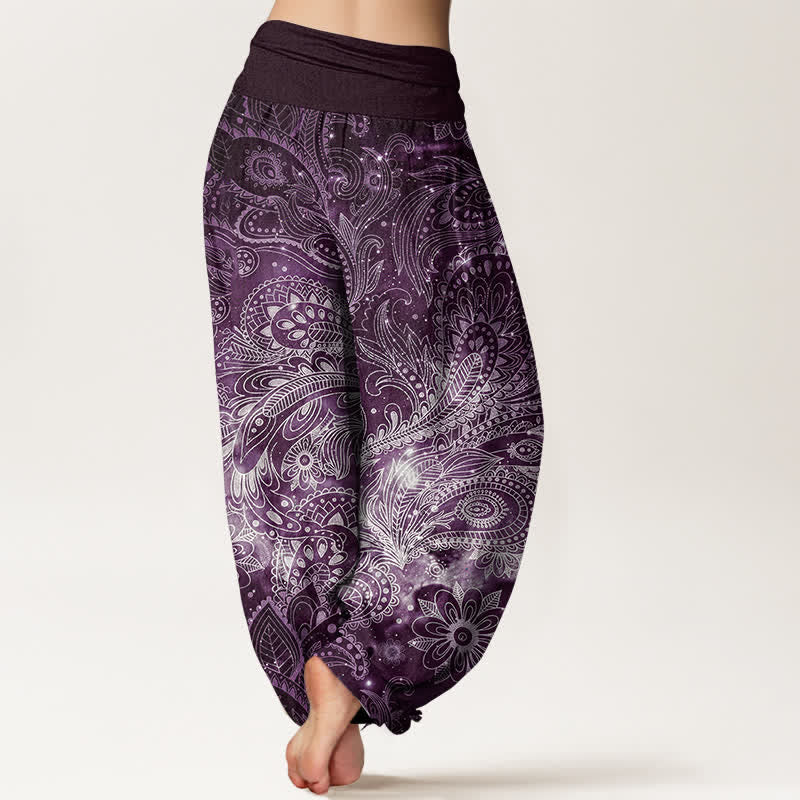 Buddha Stones Pantaloni harem da donna in puro cotone con elegante motivo paisley e elastico in vita. - image 6