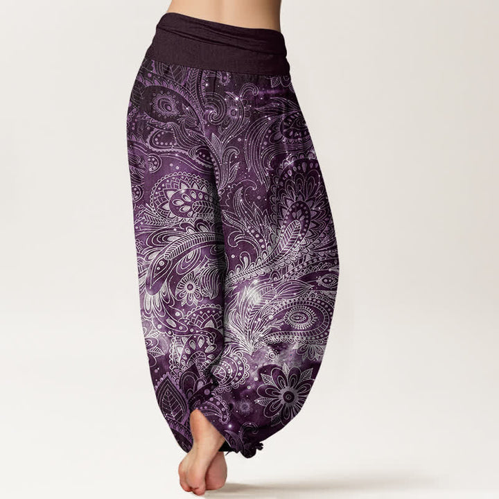 Buddha Stones Pantaloni harem da donna in puro cotone con elegante motivo paisley e elastico in vita. - image 6