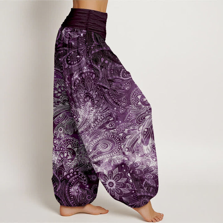 Buddha Stones Pantaloni harem da donna in puro cotone con elegante motivo paisley e elastico in vita. - image 7