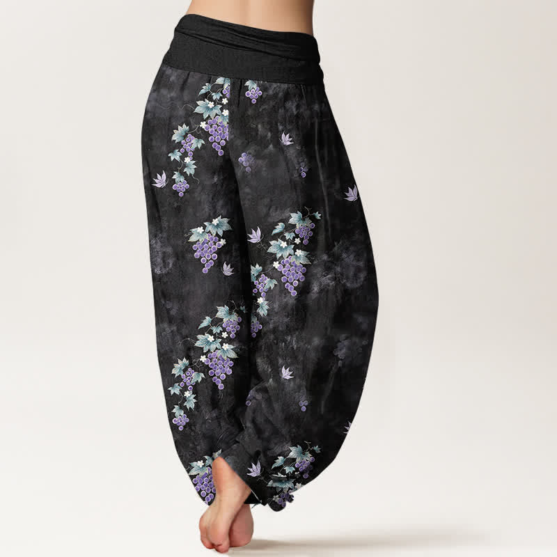 Buddha Stones Pantaloni harem da donna in cotone con motivo vintage a vite e elastico in vita. - image 1