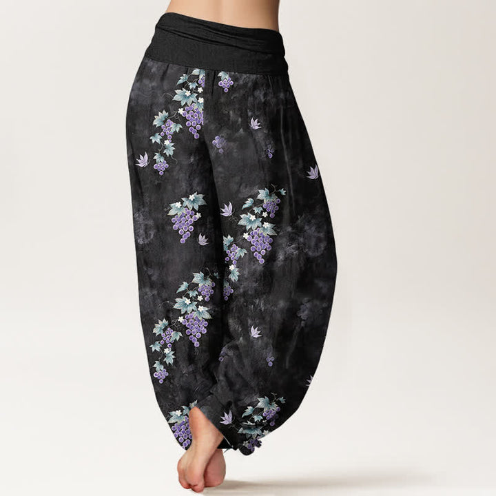 Buddha Stones Pantaloni harem da donna in cotone con motivo vintage a vite e elastico in vita. - image 1