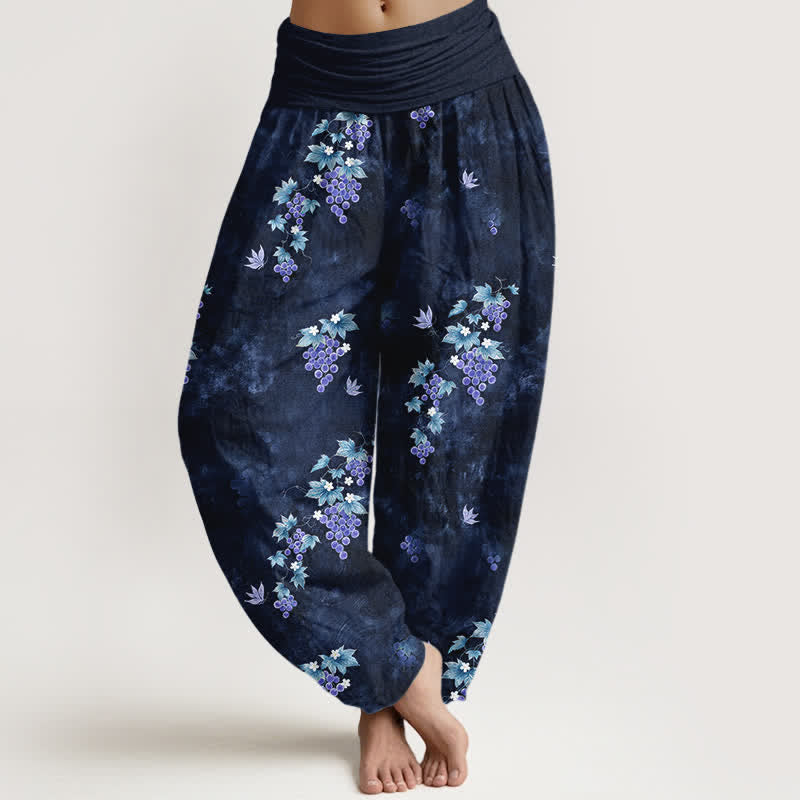Buddha Stones Pantaloni harem da donna in cotone con motivo vintage a vite e elastico in vita. - Marina - US16, UK/AU20, EU48 (3XL) - image 5