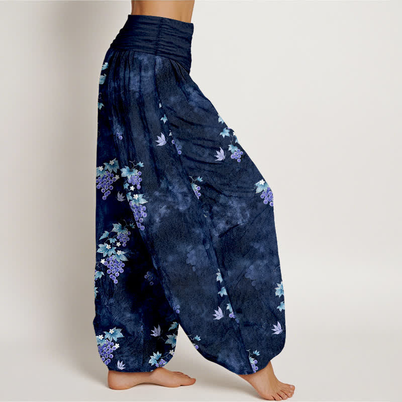 Buddha Stones Pantaloni harem da donna in cotone con motivo vintage a vite e elastico in vita. - image 7