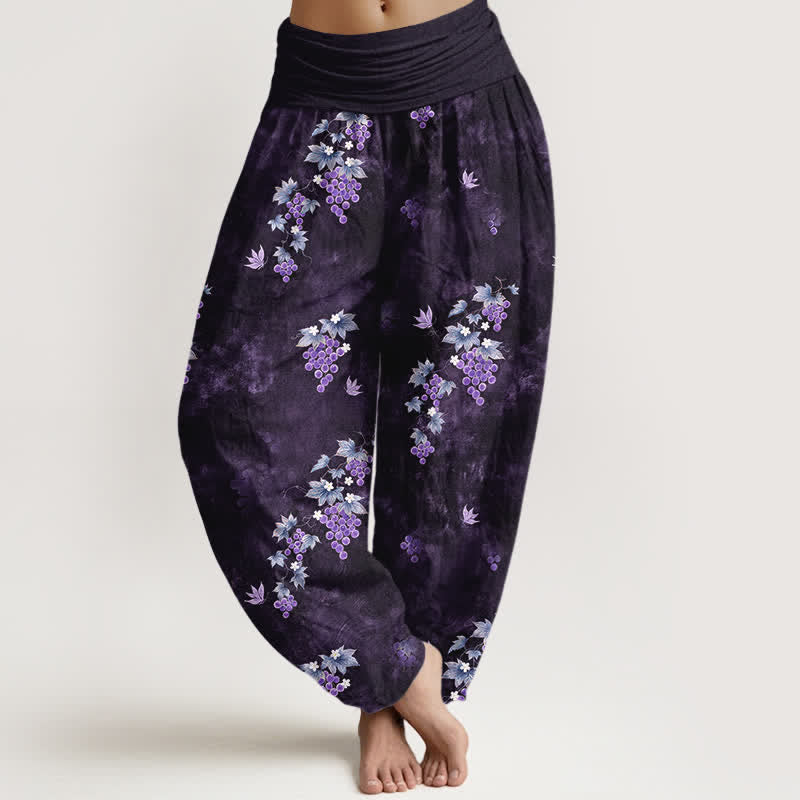 Buddha Stones Pantaloni harem da donna in cotone con motivo vintage a vite e elastico in vita. - Indaco - US16, UK/AU20, EU48 (3XL) - image 8