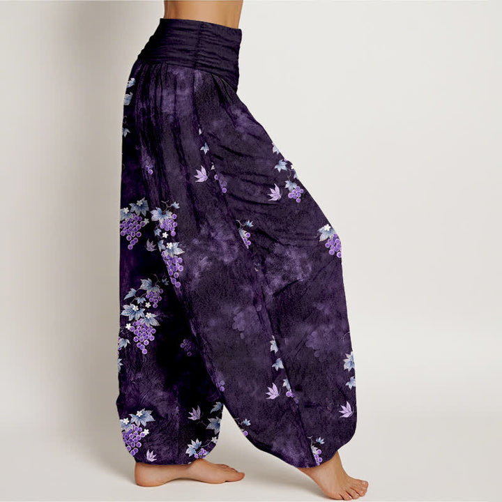Buddha Stones Pantaloni harem da donna in cotone con motivo vintage a vite e elastico in vita. - image 10