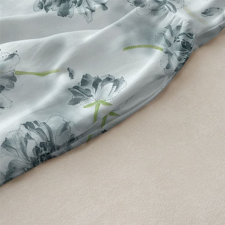 Buddha Stones Abito midi estivo casual da donna con motivo floreale botanico e tasche. - image 2