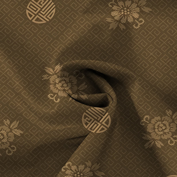 Buddha Stones Camicia da uomo a maniche corte traspirante con bottoni e motivo a medaglione floreale geometrico. - image 4