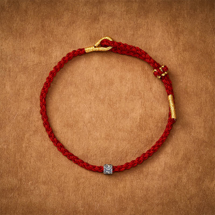 Buddha Stones Bracciale minimalista intrecciato a mano con fili neri e rossi, simbolo Yin Yang di protezione. - image 8