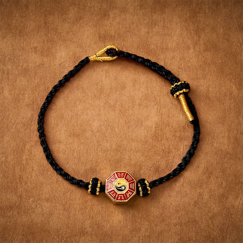 Buddha Stones Braccialetto regolabile con cordino rosso intrecciato Bagua per la protezione delle monete cinesi. - image 11