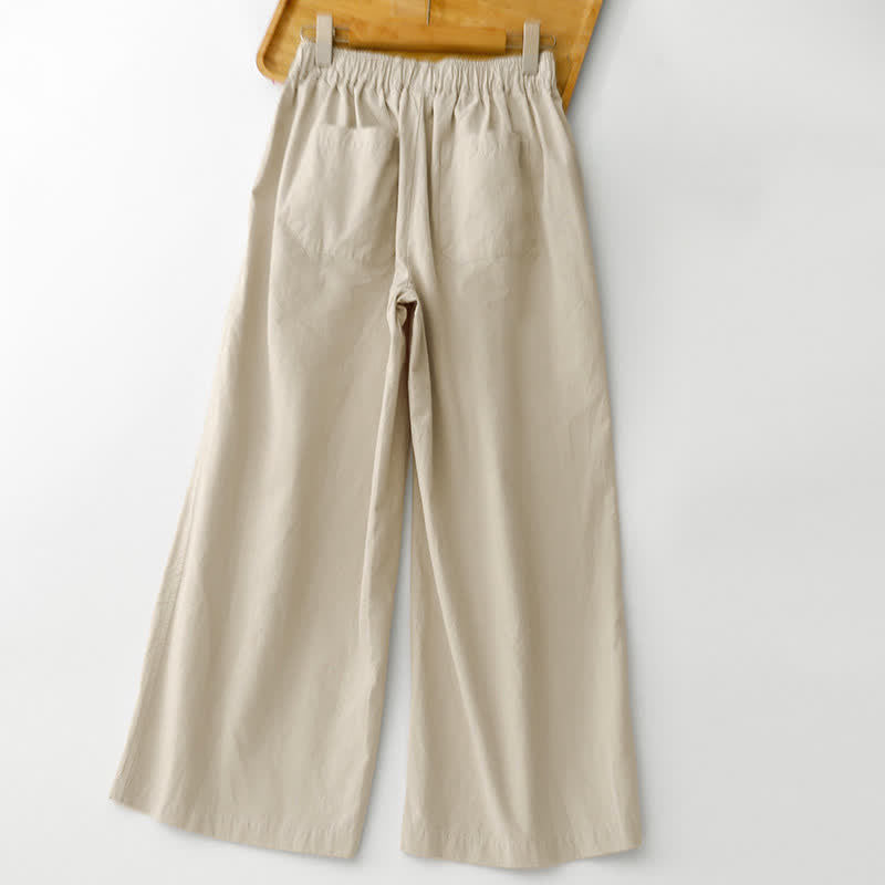 Buddha Stones Pantaloni corti da donna a gamba larga, minimalisti, tinta unita, per primavera/estate, casual ed eleganti, con tasche. - image 1