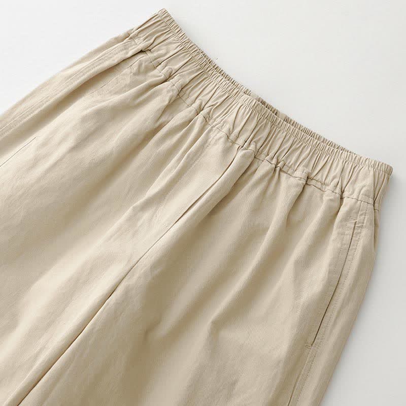 Buddha Stones Pantaloni corti da donna a gamba larga, minimalisti, tinta unita, per primavera/estate, casual ed eleganti, con tasche. - image 3