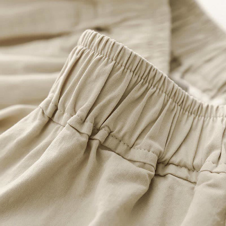 Buddha Stones Pantaloni corti da donna a gamba larga, minimalisti, tinta unita, per primavera/estate, casual ed eleganti, con tasche. - image 4