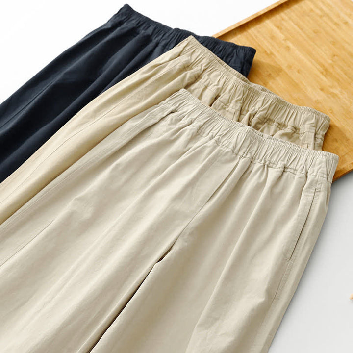 Buddha Stones Pantaloni corti da donna a gamba larga, minimalisti, tinta unita, per primavera/estate, casual ed eleganti, con tasche. - image 25