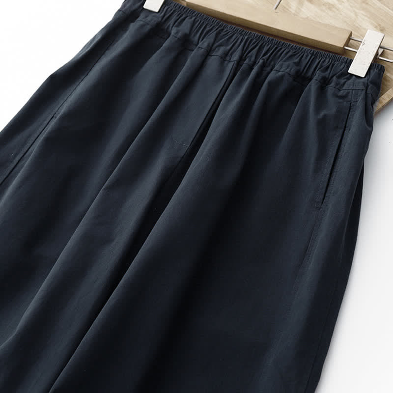 Buddha Stones Pantaloni corti da donna a gamba larga, minimalisti, tinta unita, per primavera/estate, casual ed eleganti, con tasche. - image 10