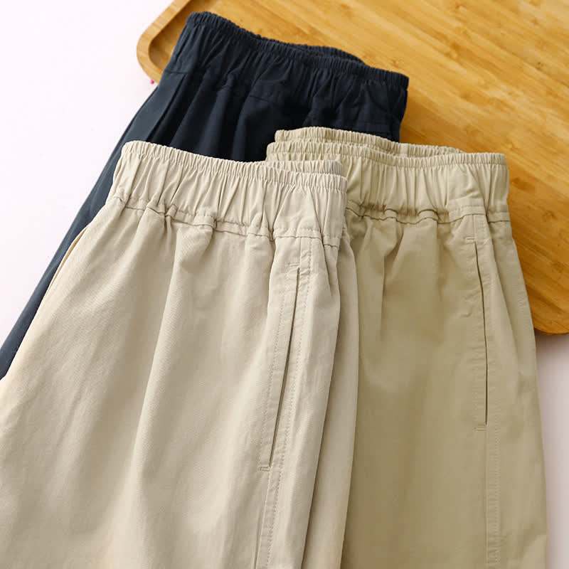 Buddha Stones Pantaloni corti da donna a gamba larga, minimalisti, tinta unita, per primavera/estate, casual ed eleganti, con tasche. - image 24
