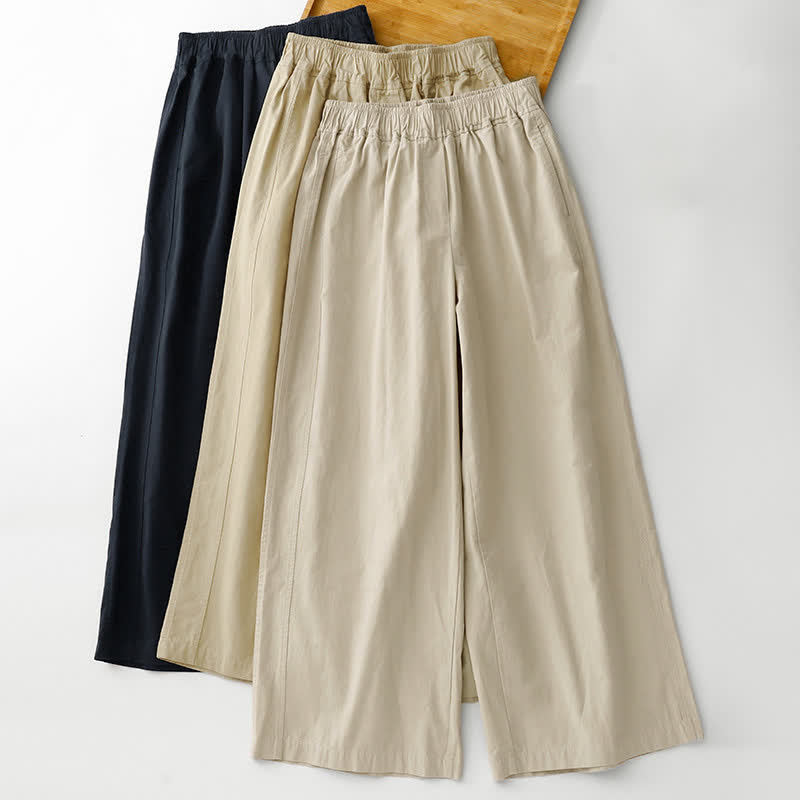 Buddha Stones Pantaloni corti da donna a gamba larga, minimalisti, tinta unita, per primavera/estate, casual ed eleganti, con tasche. - image 21