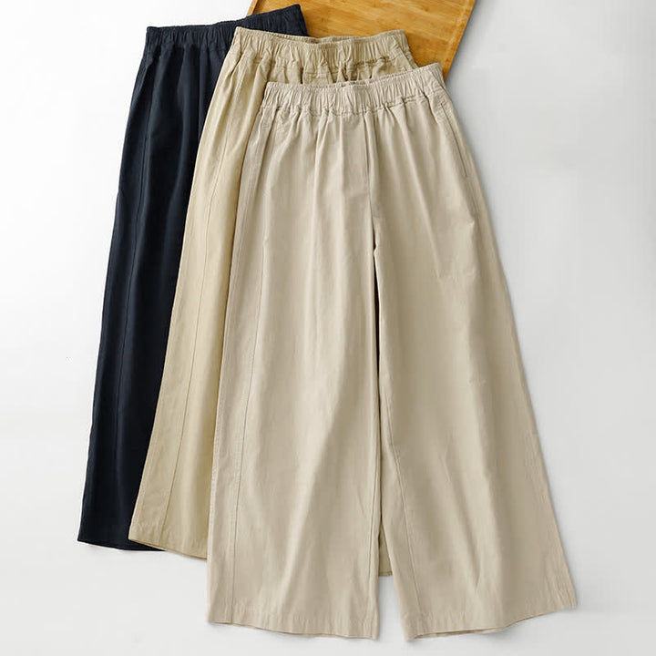 Buddha Stones Pantaloni corti da donna a gamba larga, minimalisti, tinta unita, per primavera/estate, casual ed eleganti, con tasche. - image 21