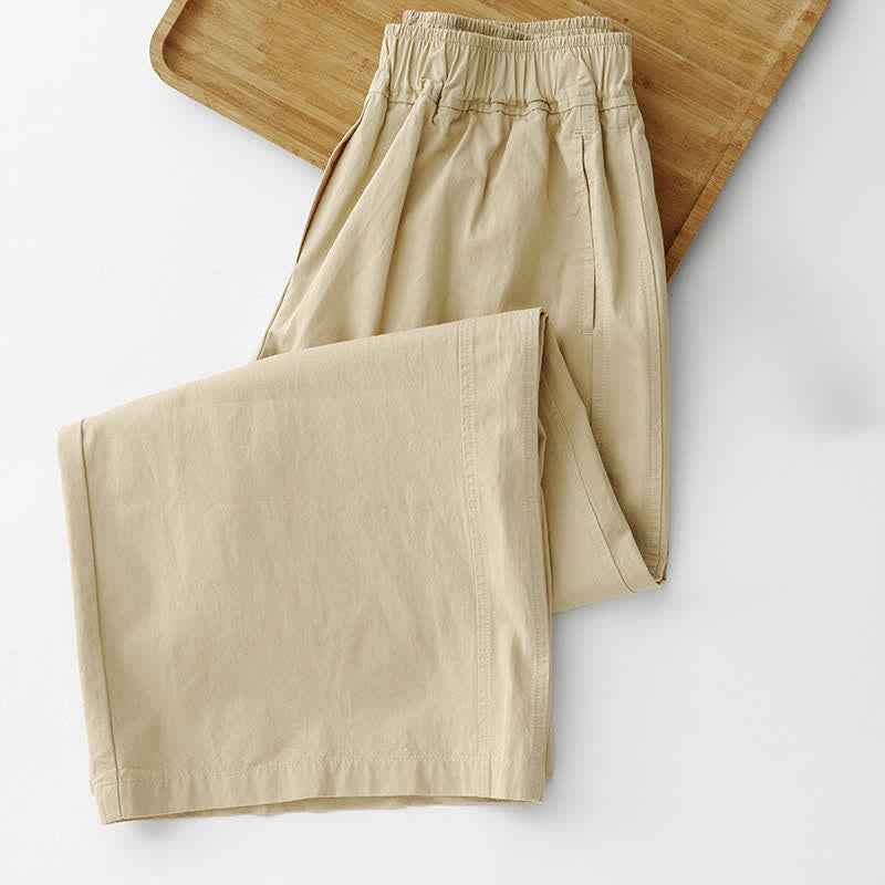 Buddha Stones Pantaloni corti da donna a gamba larga, minimalisti, tinta unita, per primavera/estate, casual ed eleganti, con tasche. - image 15