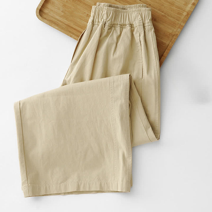 Buddha Stones Pantaloni corti da donna a gamba larga, minimalisti, tinta unita, per primavera/estate, casual ed eleganti, con tasche. - image 15