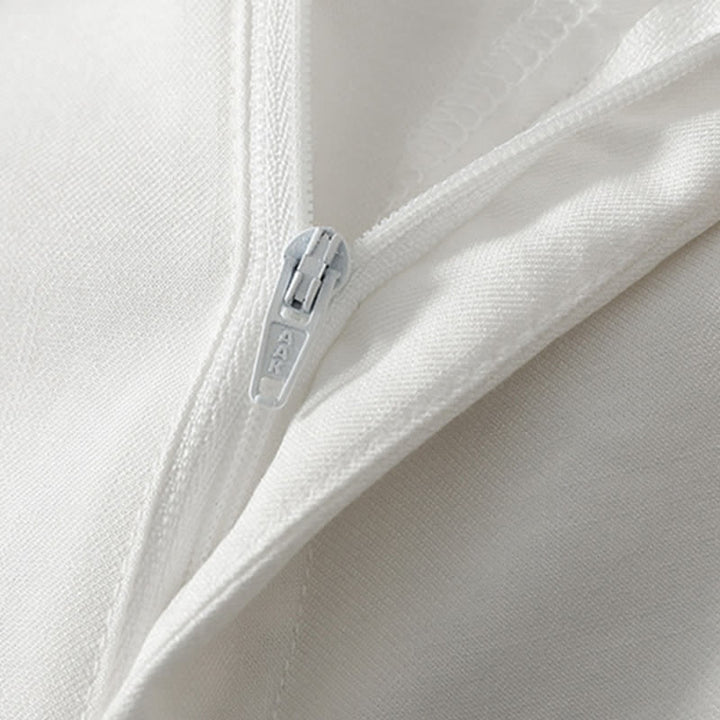 Buddha Stones Pantaloni lunghi da donna in cotone tinta unita, minimalisti, eleganti, con bottoni e cerniera, per primavera/estate, a gamba dritta e con tasca. - image 17