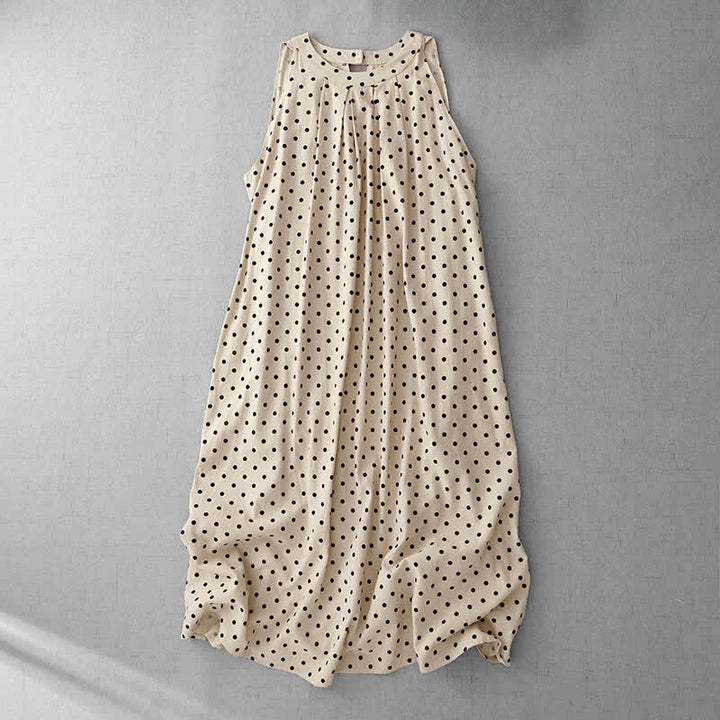 Buddha Stones Abito estivo da donna senza maniche a pois in stile vintage - Mandorle sbiancate - US14, UK/AU18, EU46 (2XL) - image 0