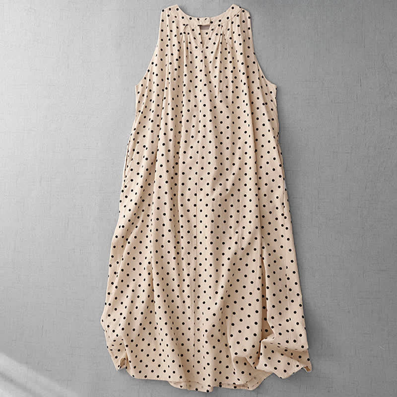 Buddha Stones Abito estivo da donna senza maniche a pois in stile vintage - image 1