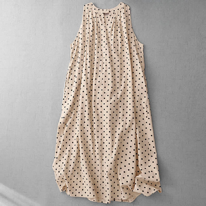 Buddha Stones Abito estivo da donna senza maniche a pois in stile vintage - image 1