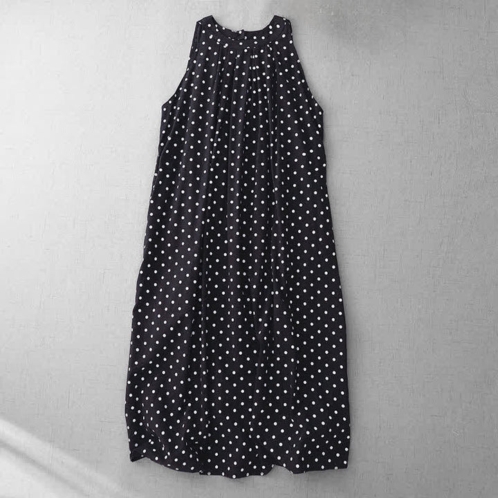 Buddha Stones Abito estivo da donna senza maniche a pois in stile vintage - Nero - US14, UK/AU18, EU46 (2XL) - image 10