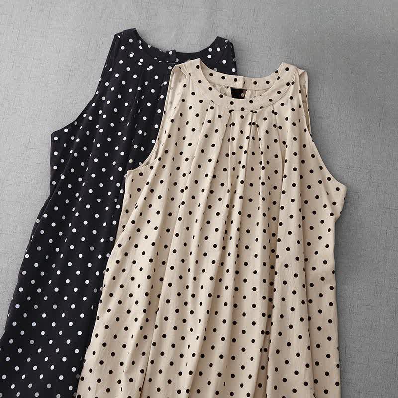 Buddha Stones Abito estivo da donna senza maniche a pois in stile vintage - image 15