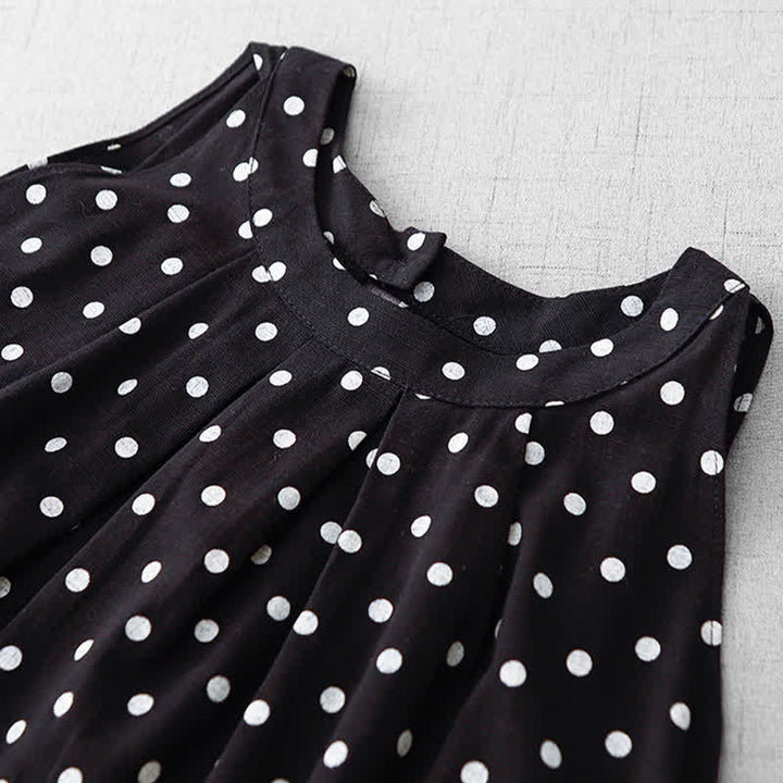 Buddha Stones Abito estivo da donna senza maniche a pois in stile vintage - image 12