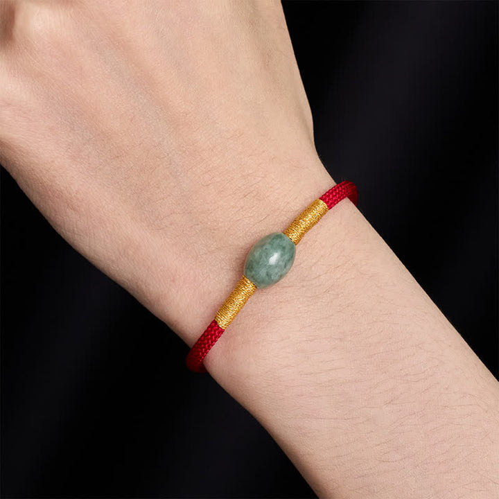 Buddha Stones Bracciale protettivo con perline di giada e cordino rosso - image 7
