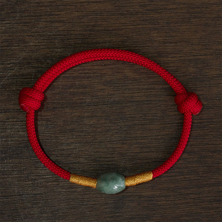 Buddha Stones Bracciale protettivo con perline di giada e cordino rosso - image 4