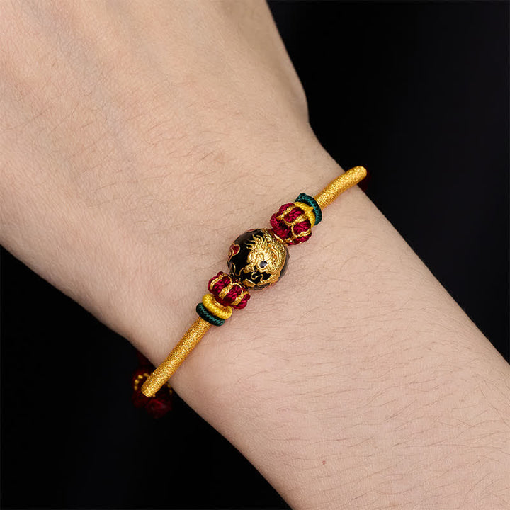 Buddha Stones Bracciale intrecciato resistente con perline di drago in rame e filo rosso - image 8