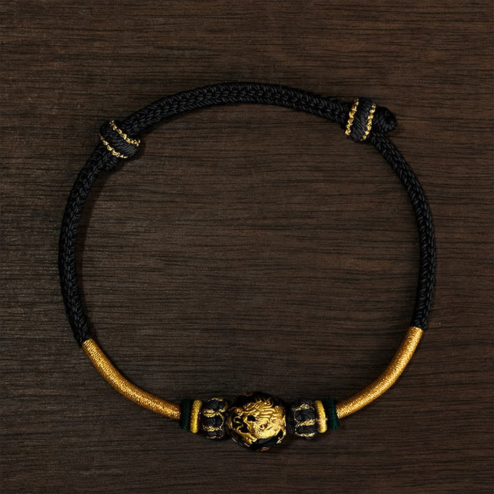 Buddha Stones Bracciale intrecciato resistente con perline di drago in rame e filo rosso - Cordino nero (circonferenza del polso: 15–20 cm) - Perla del Drago - image 18