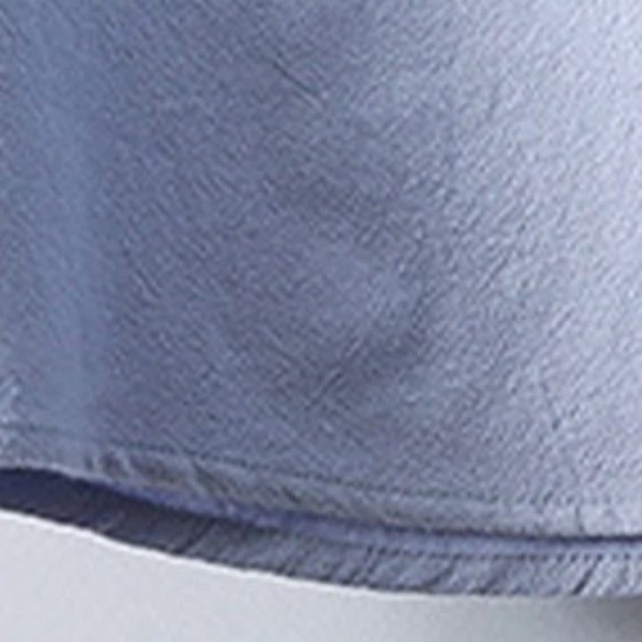 Buddha Stones Camicia da uomo a maniche corte in cotone tinta unita, stile Tang estivo, con colletto alla coreana e bottoni. - image 12