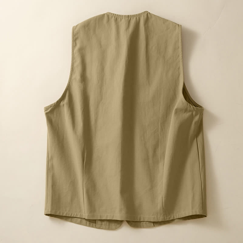 Buddha Stones Camicia senza maniche da donna estiva, casual, minimalista, con bottoni e tasca. - image 7