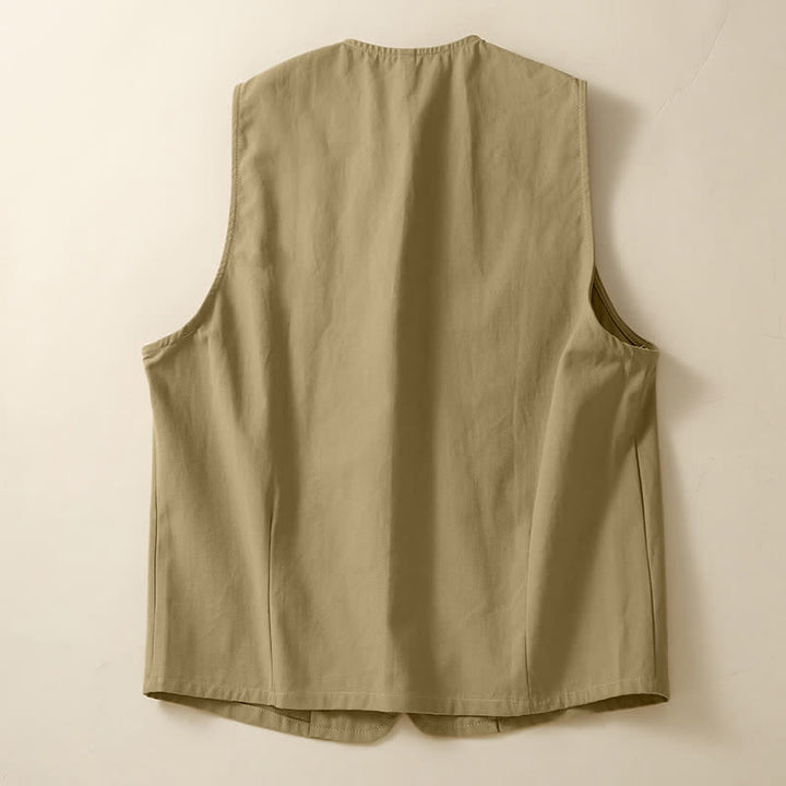 Buddha Stones Camicia senza maniche da donna estiva, casual, minimalista, con bottoni e tasca. - image 7